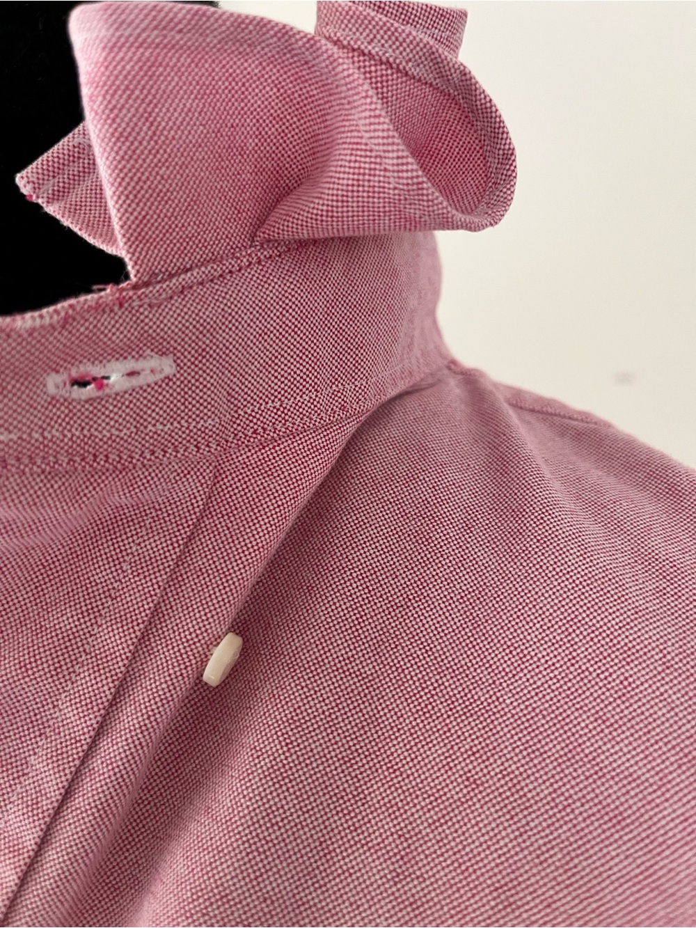 Refashioned Ralph Lauren Red/Pink Women’s Oxford Button-Down with Ruffle Collar - Picture 3 of 7